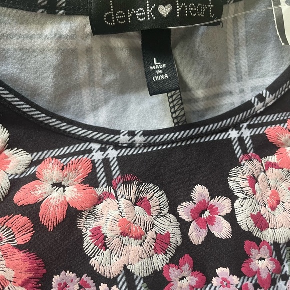 Derek Heart Junior's Puff-Paint Plaid Swing Jersey Dress Black Sz L - Picture 4 of 7